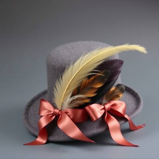 Cappello in feltro fatto a mano con piume e nastro di seta