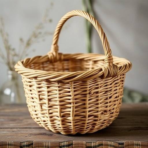 Cesto di vimini intrecciato a mano da artigiani umbri
