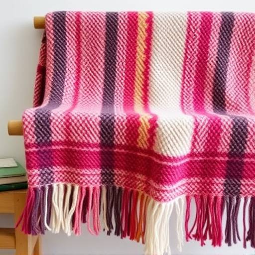 Coperta in lana merinos fatta a mano su telaio tradizionale