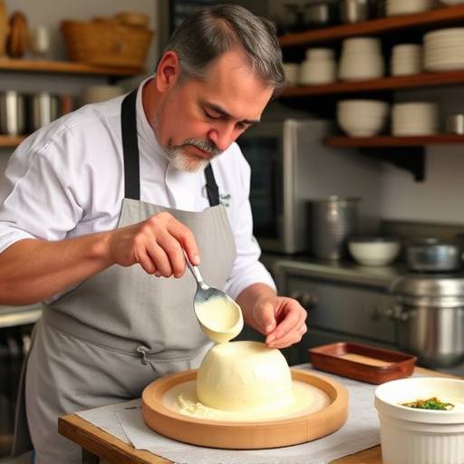 Foto di Antonio Rossi che produce burrata