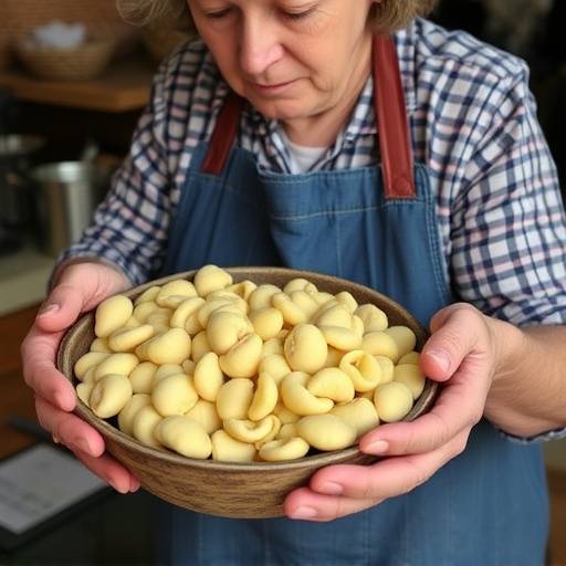 Orecchiette pugliesi fatte a mano da una signora locale