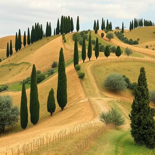 Paesaggio collinare toscano con cipressi