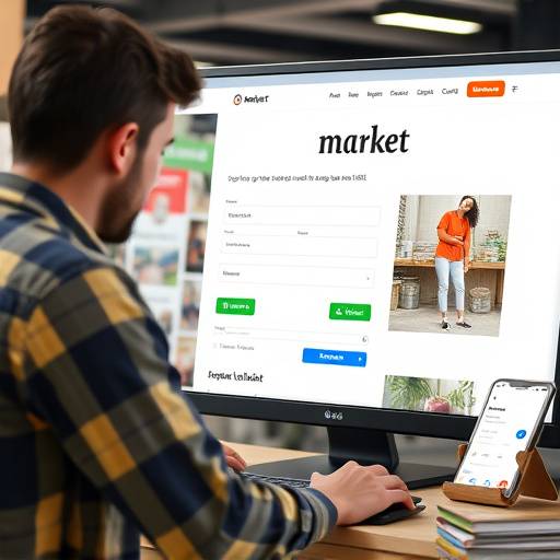 Persona che si registra al sito web del Mercato Autentico Italiano