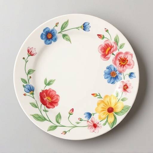 Piatto decorativo in ceramica dipinto a mano con motivo floreale