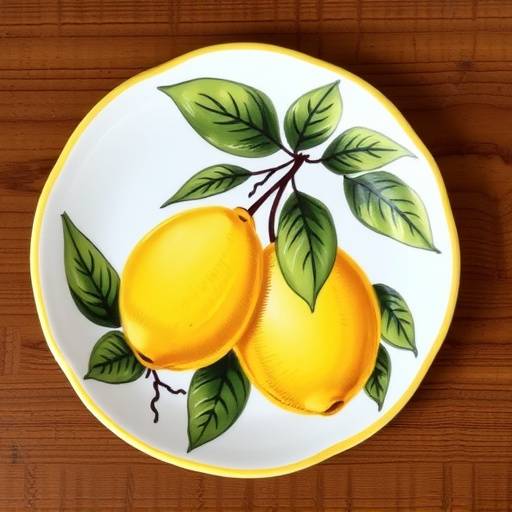 Piatto di ceramica dipinto a mano con limoni siciliani