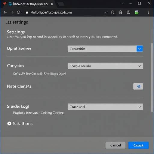 Screenshot delle impostazioni dei cookie in un browser