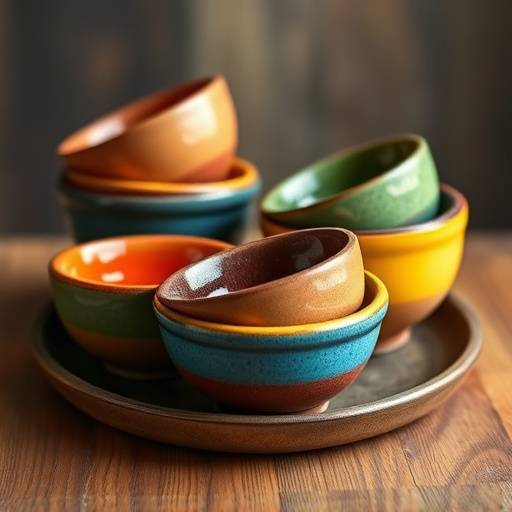 Set di ciotole in ceramica colorata per aperitivo