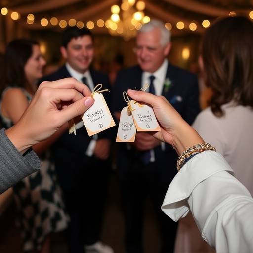 Un'immagine di persone che celebrano un evento speciale con bomboniere artigianali.