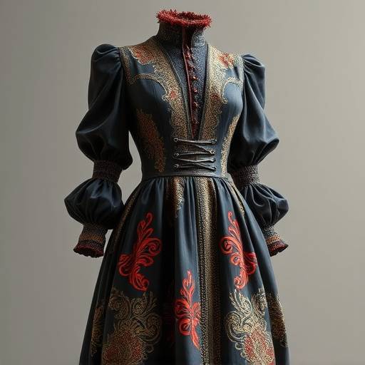 Una modella indossa un abito di alta moda con dettagli artigianali.