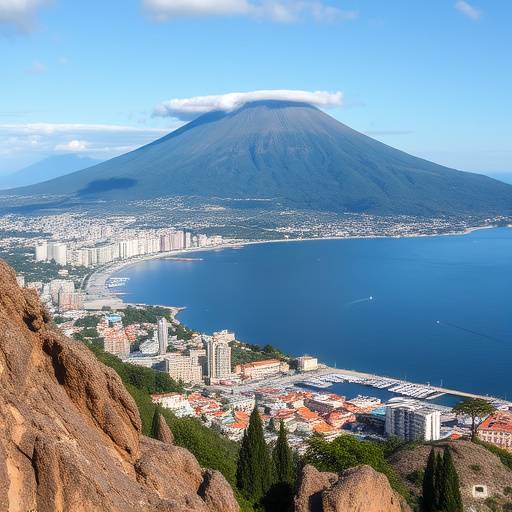 Veduta del Golfo di Napoli con il Vesuvio sullo sfondo